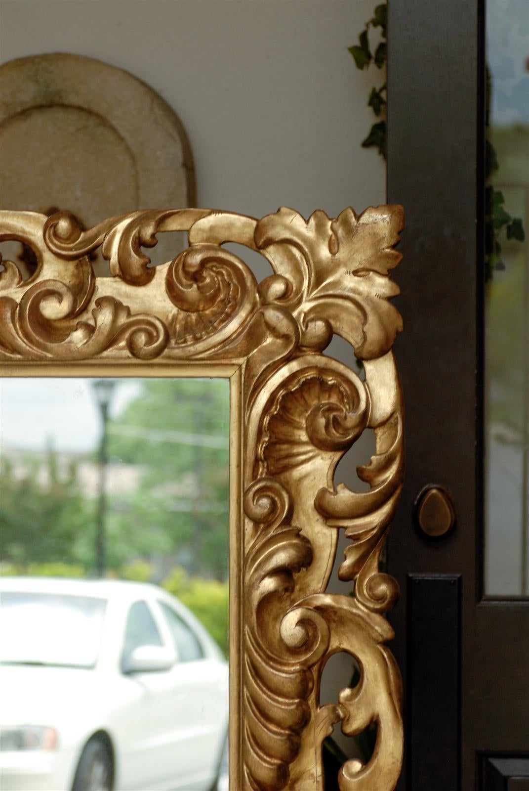 Italian Large Size Mirror with Carved Giltwood Frame from the Late 19th Century 2