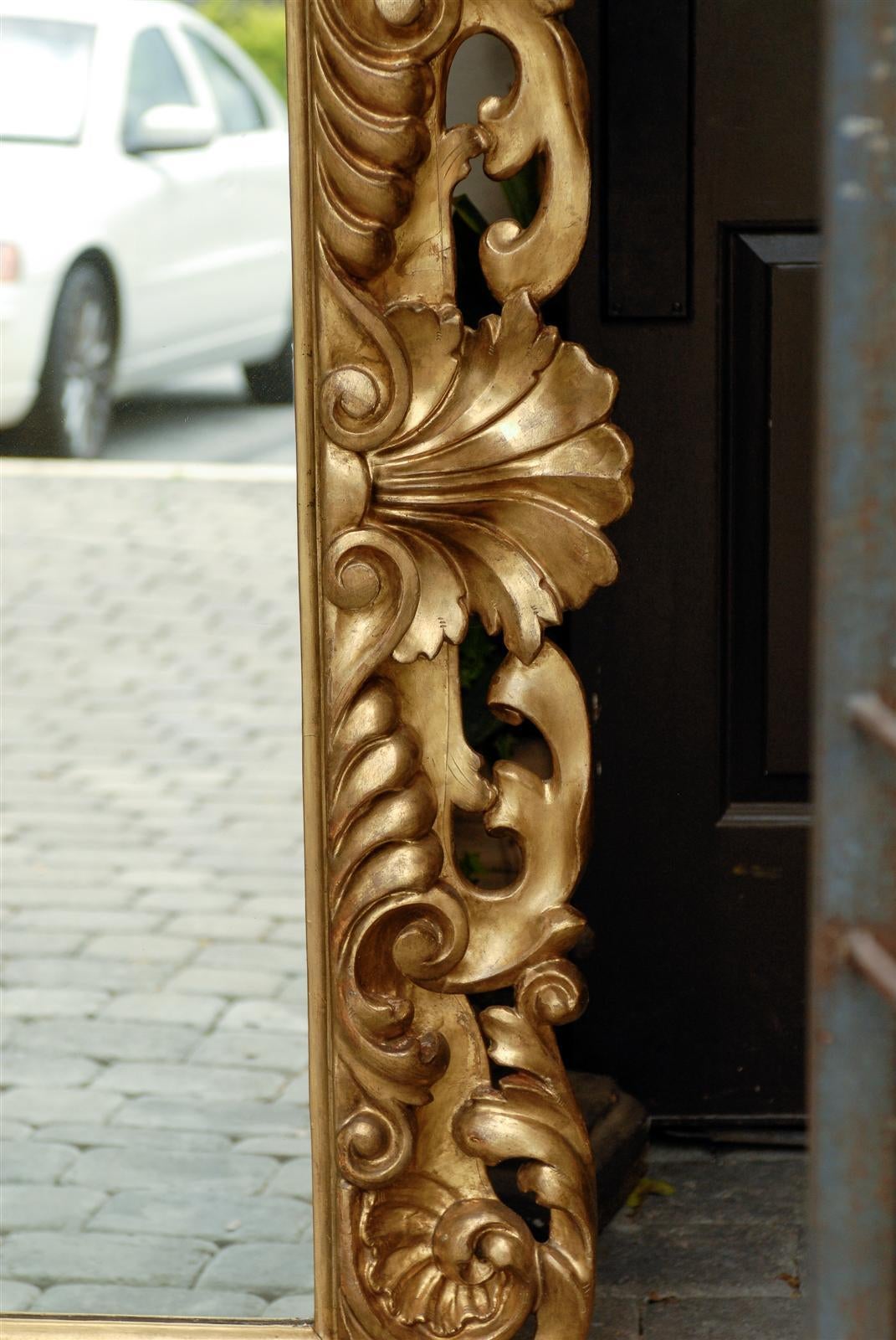 Italian Large Size Mirror with Carved Giltwood Frame from the Late 19th Century 3