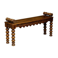 Antique English Bobbin Leg Bench