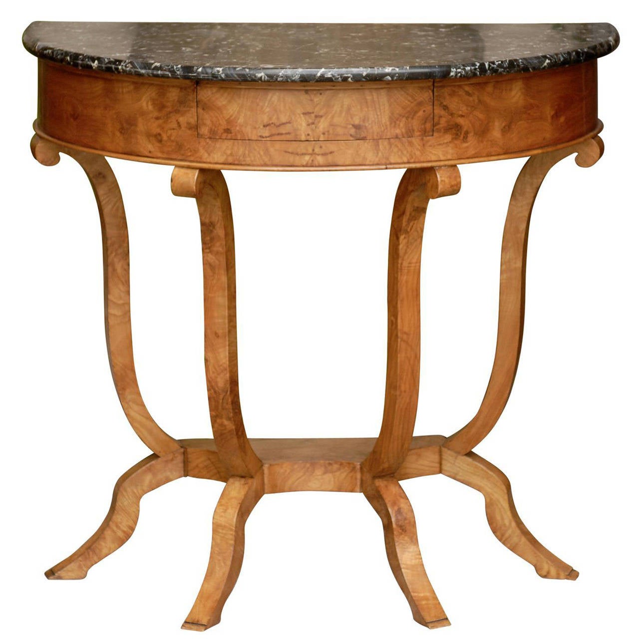 MarbleTop Demilune Console Table at 1stDibs