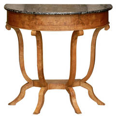 Marble-Top Demilune Console Table