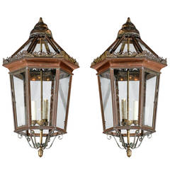 Pair of 19th Century Copper Lanterns