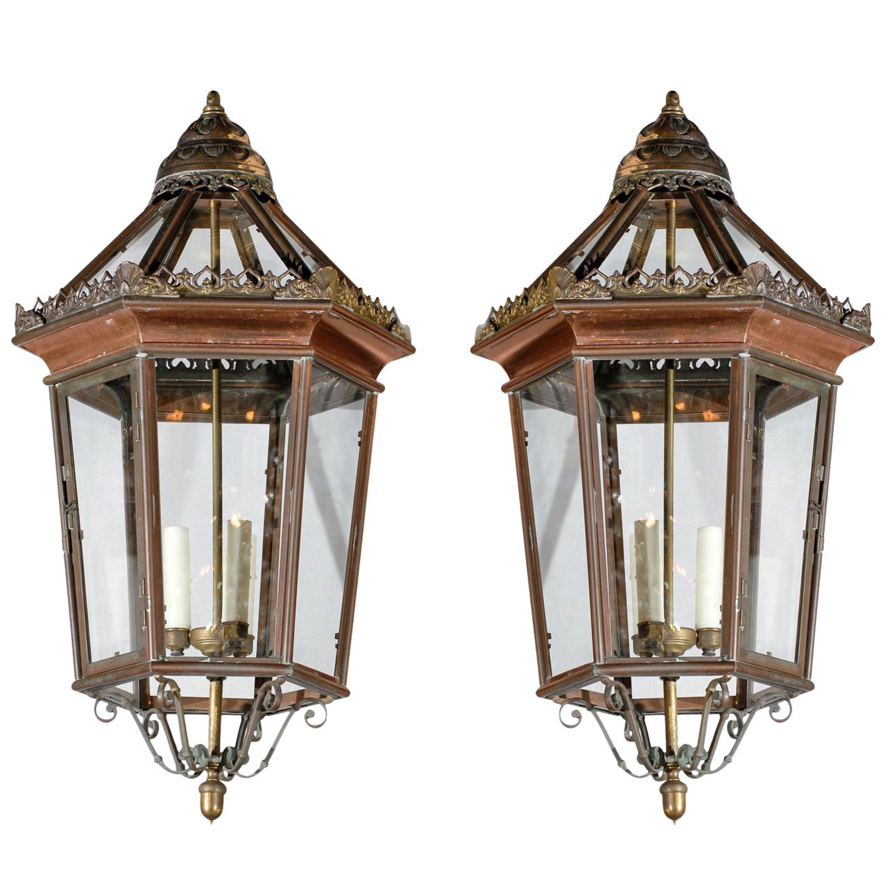 Pair of 19th Century Copper Lanterns
