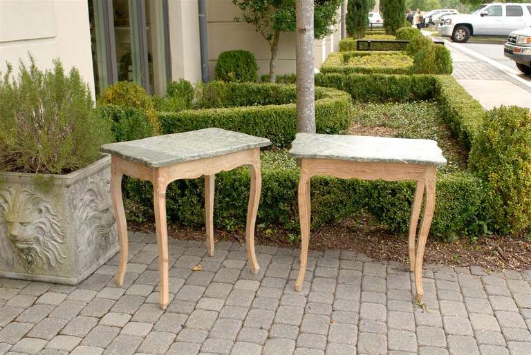 French Pair of Pine and Marble Console Tables