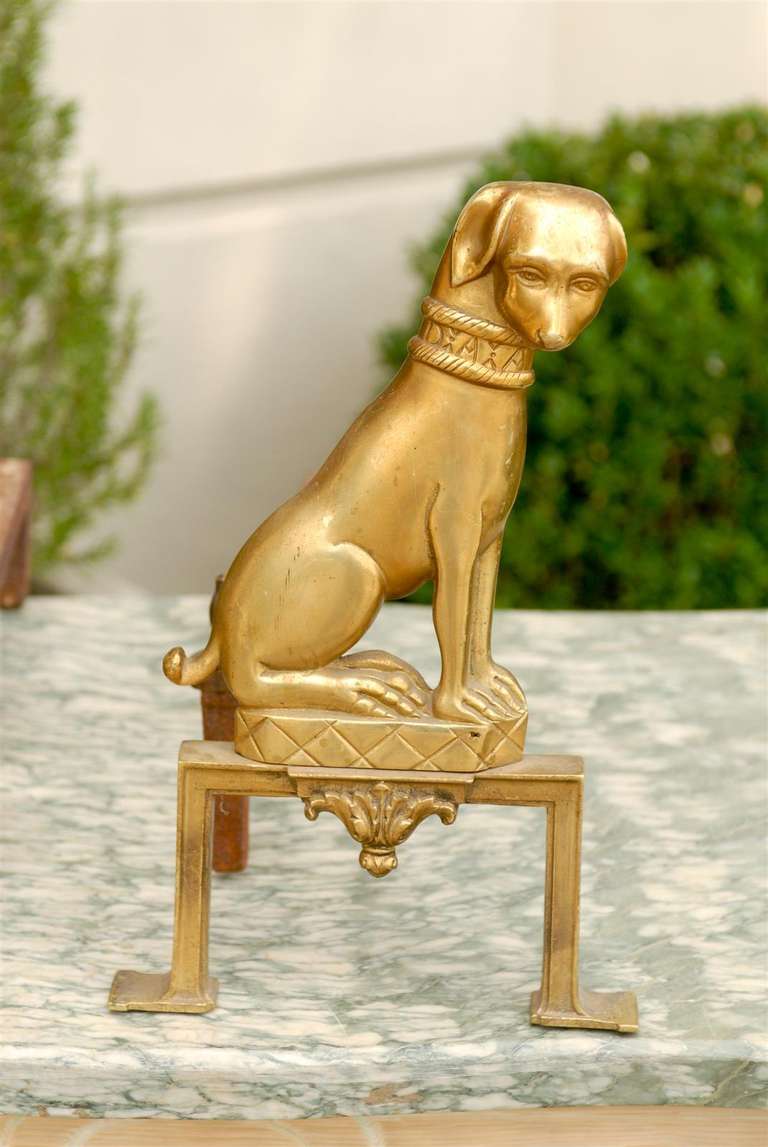 Pair of French Brass Dog Andirons from the Mid-20th Century 3