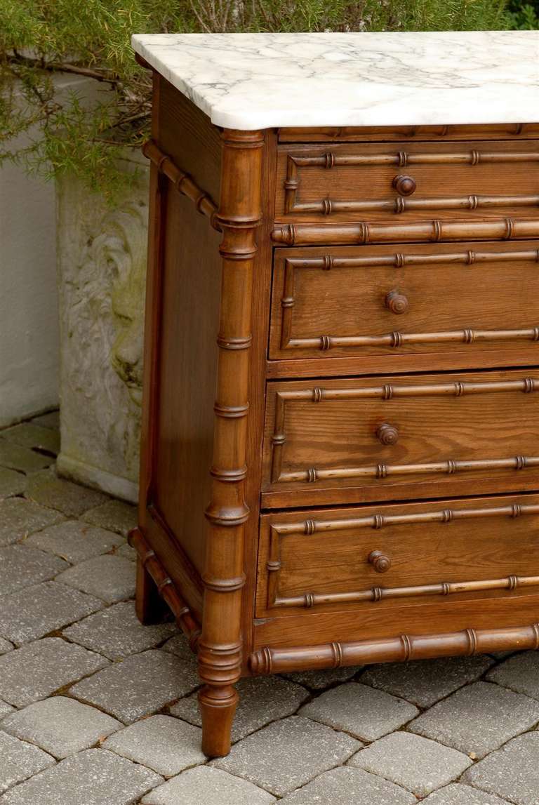 French faux bamboo chest with marble top.