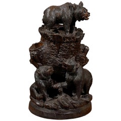 Swiss Black Forest Carved Wooden Bear Humidor from the Early 1900s