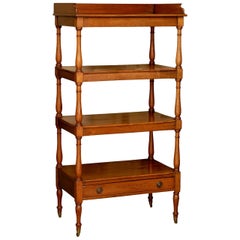Antique English 1870s Trolley with Four Shelves, Column Supports and Single Drawer