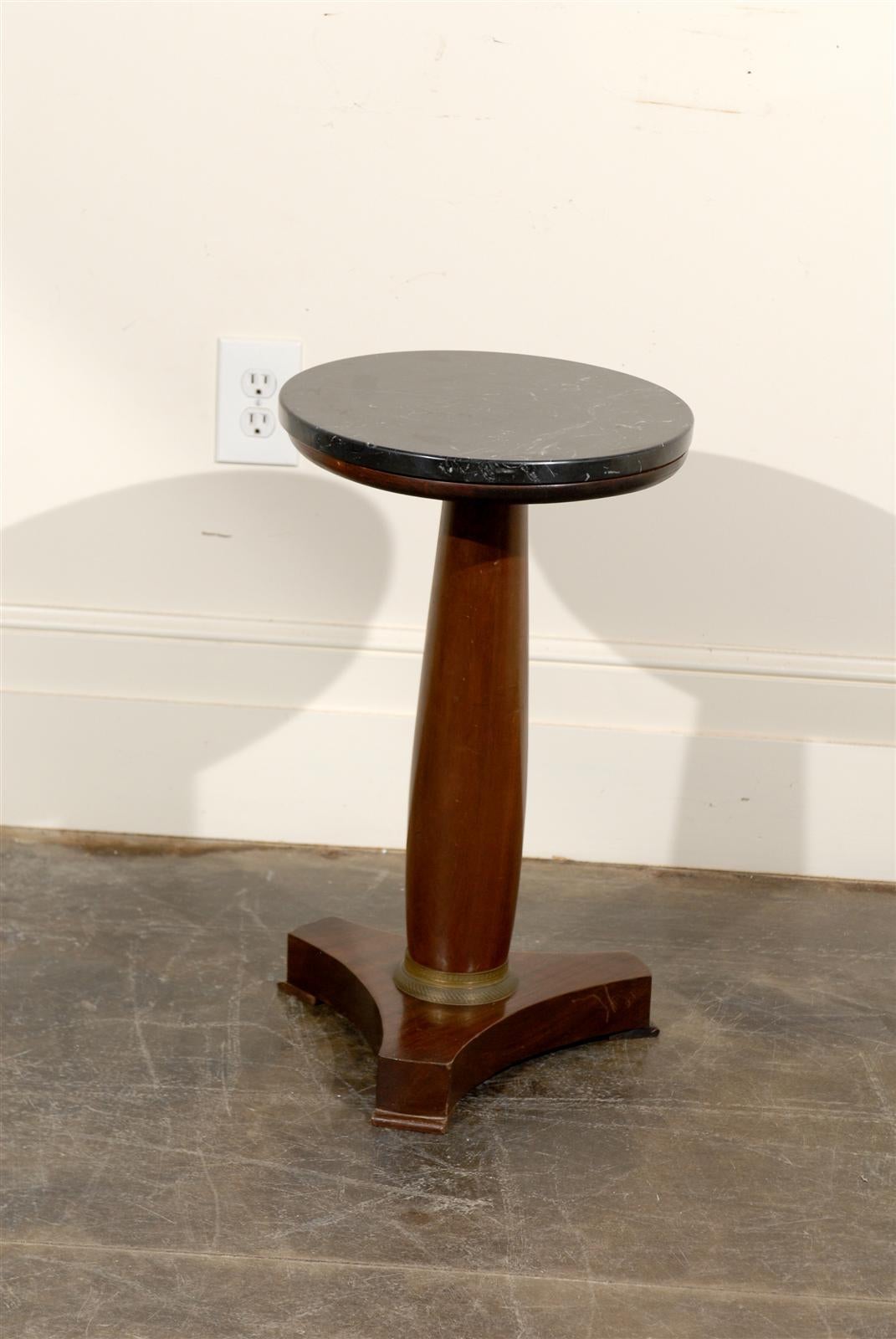 Wood Round French Empire Pedestal Table