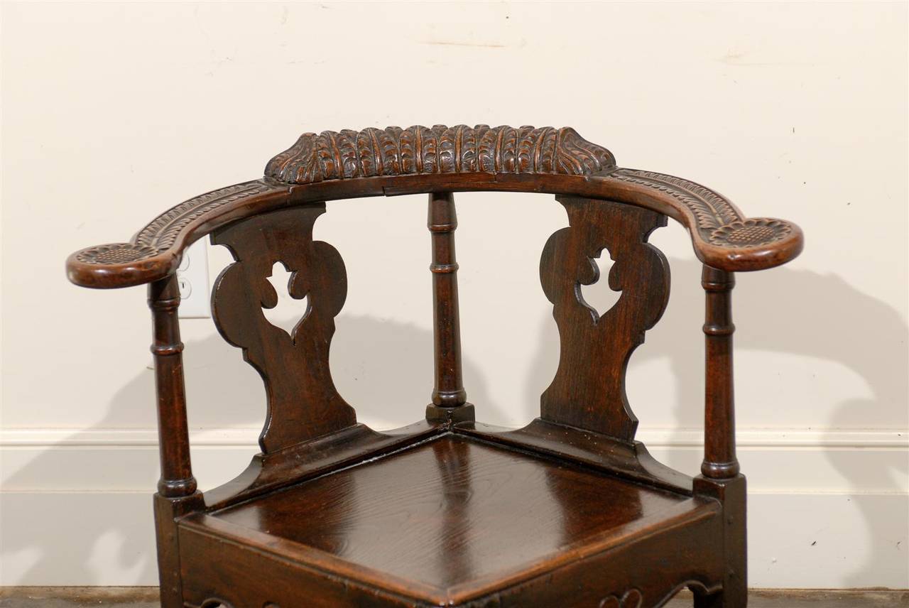 English Carved Corner Chair 6