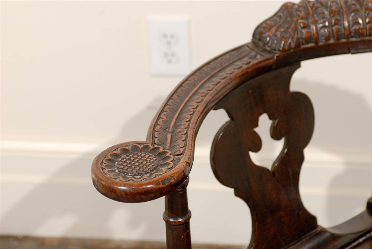 English Carved Corner Chair 1
