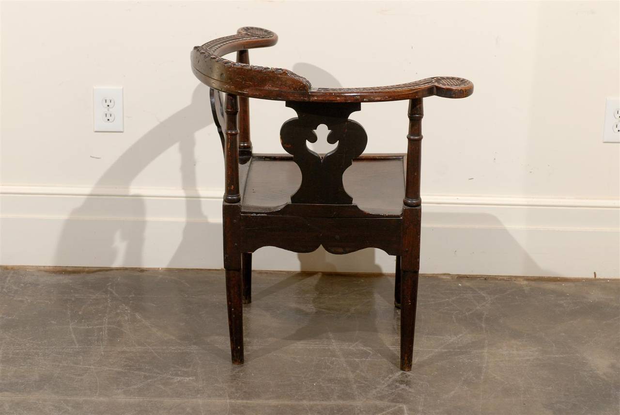 19th Century English Carved Corner Chair