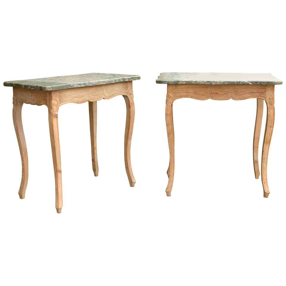 Pair of Pine and Marble Console Tables