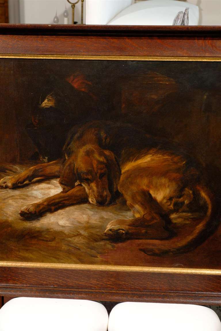 19th Century English Dog Oil Painting