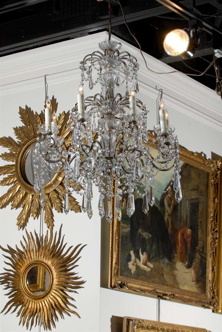 Italian crystal chandelier with new wiring and wax sleeves.
Two available, priced separately.