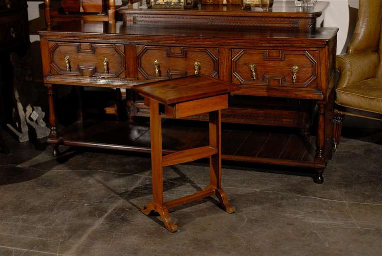 French 1890s Directoire Side Table with Diamond-Shaped Shelf and Single Drawer In Good Condition In Atlanta, GA