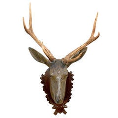 Antique Carved Stag Head
