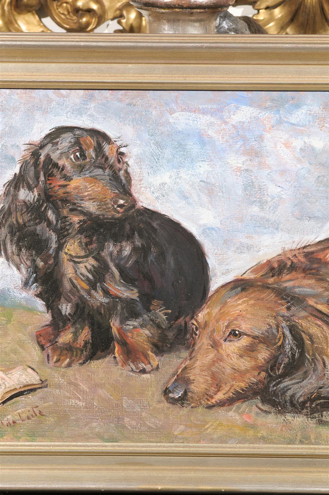 20th Century Oil Painting of Dachshunds