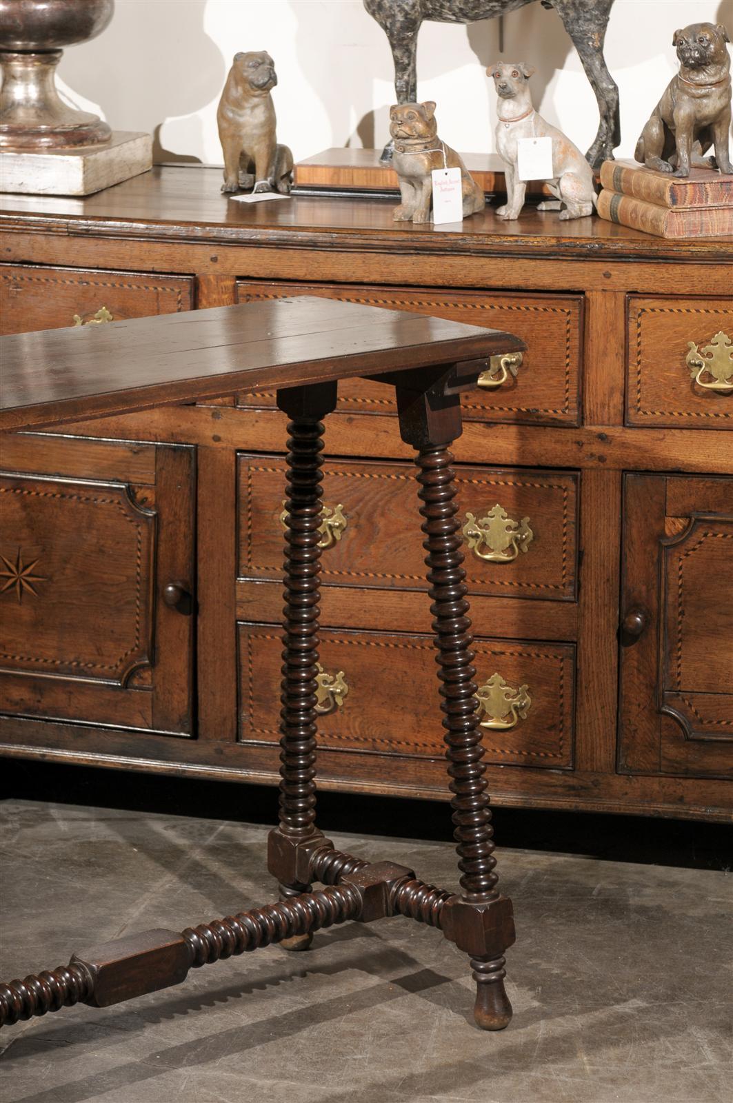 French Wooden Side / Console Table with Bobbin Legs, Turn of the Century In Excellent Condition In Atlanta, GA