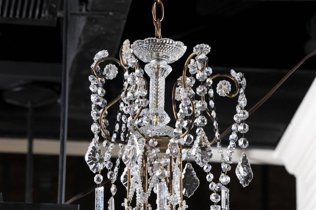 Italian Six-Light Crystal Basket Chandelier from the Early 20th Century For Sale 2