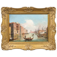 Italian Oil on Canvas Painting of Venice, circa 1830 in Original Giltwood Frame 9