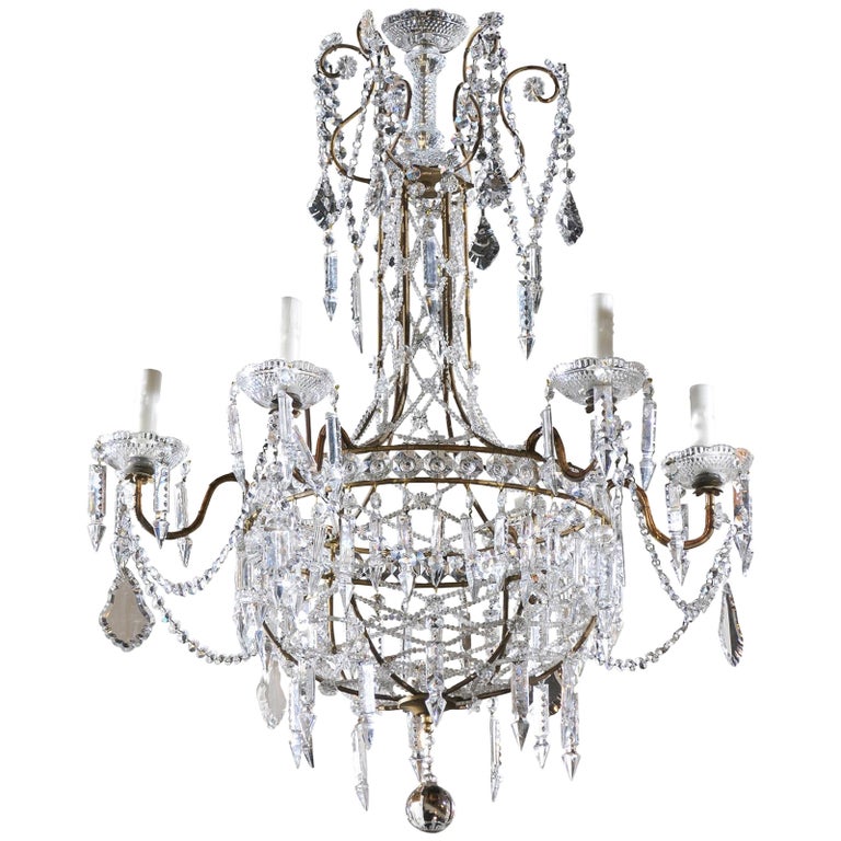 Italian Six-Light Crystal Basket Chandelier from the Early 20th Century ...