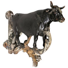 Iron Bull Butcher Trade Sign with Hanging Bracket from the Early 20th Century