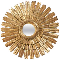 Italian Palladio Import Three-Layered Giltwood Sunburst Mirror from the 1960s