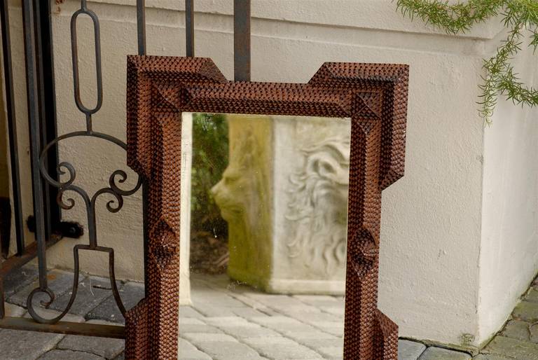 19th Century Tramp Art Mirror