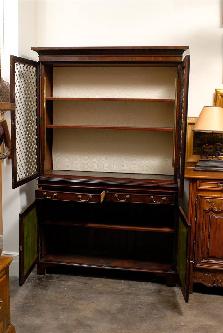 Wood English Mahogany Bookcase or Cabinet