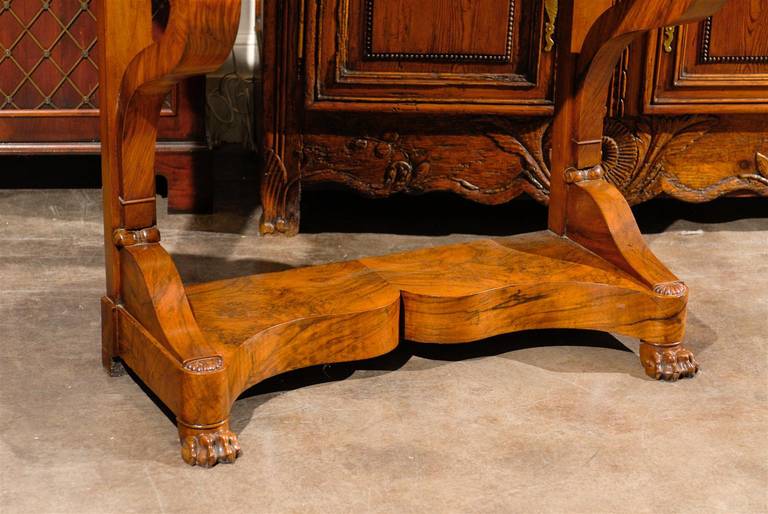 19th Century French Louis Philippe Walnut Marble-Top Console with Shaped Base 7