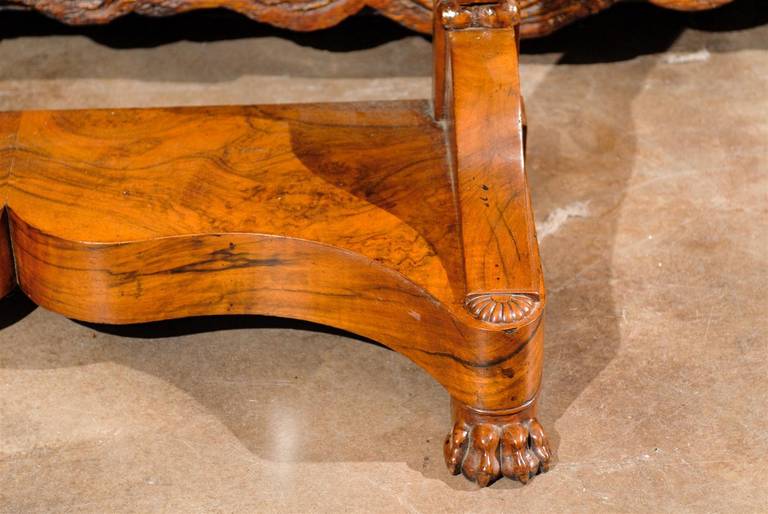 19th Century French Louis Philippe Walnut Marble-Top Console with Shaped Base 2
