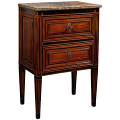18th Century Petite Italian Neoclassical Two-Drawer Commode with Ebony Inlay
