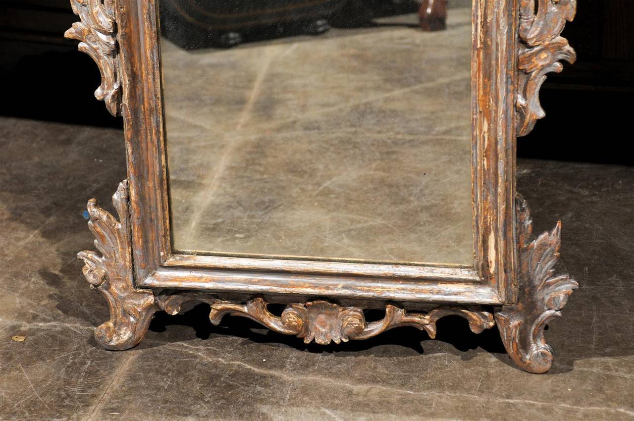 Italian Early 19th Century Carved Wood Rococo Style Mirror with Silver Finish 4