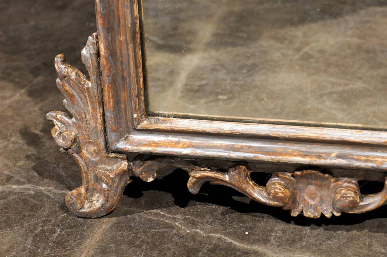 Italian Early 19th Century Carved Wood Rococo Style Mirror with Silver Finish 5