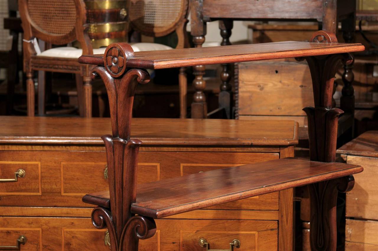 Mahogany Three-Tiered Shelf with Scrolled Legs from the Late 19th Century 1