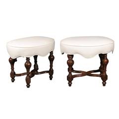 Pair of Walnut English Stools