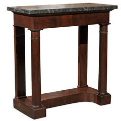 French Mid-19th Century Console Table with Grey Marble Top and Doric Columns 7