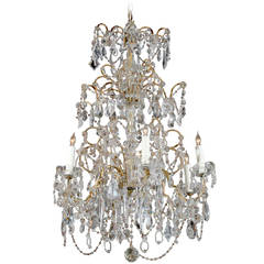 French Six-Light Crystal Chandelier with Amethyst Colored Beads, circa 1930 4