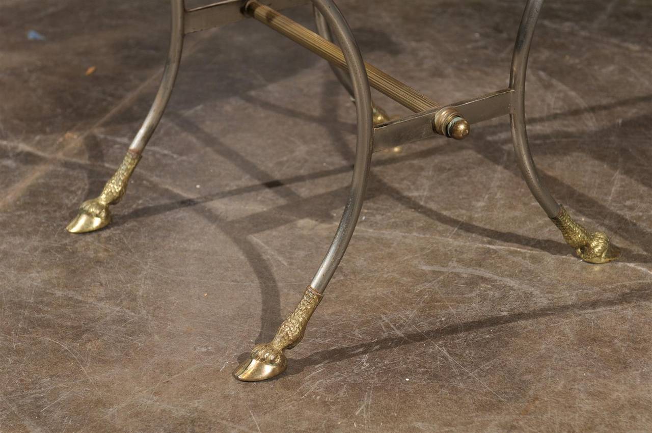 Italian Directoire Style Steel and Brass Stool with Ram’s Heads and Hoof Feet 5