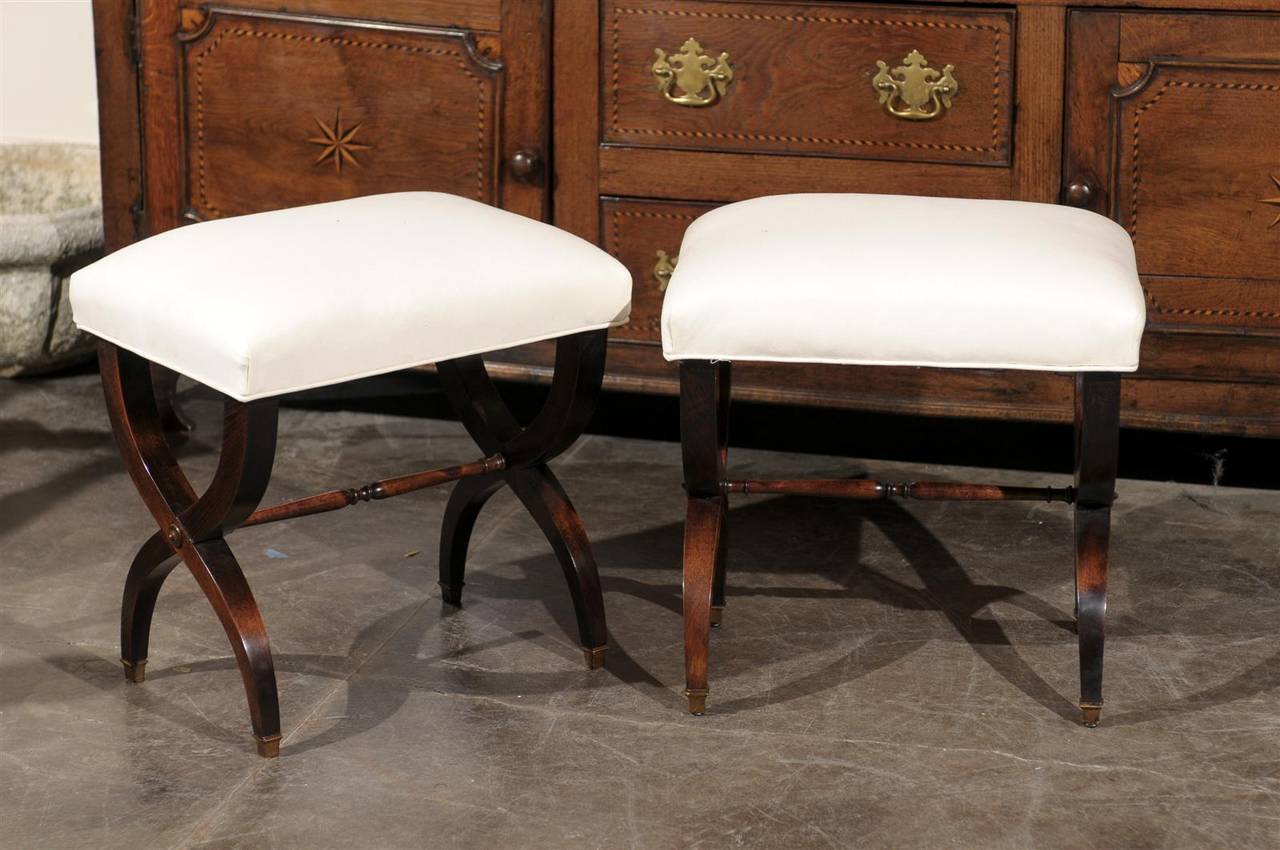 Pair of French X-Frame Stools