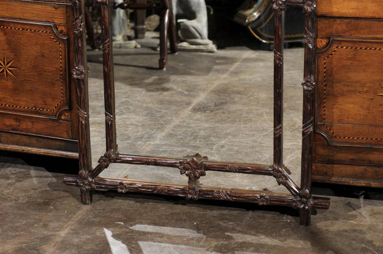 Carved Black Forest Mirror with Geometric Structure from the Mid 20th Century 3