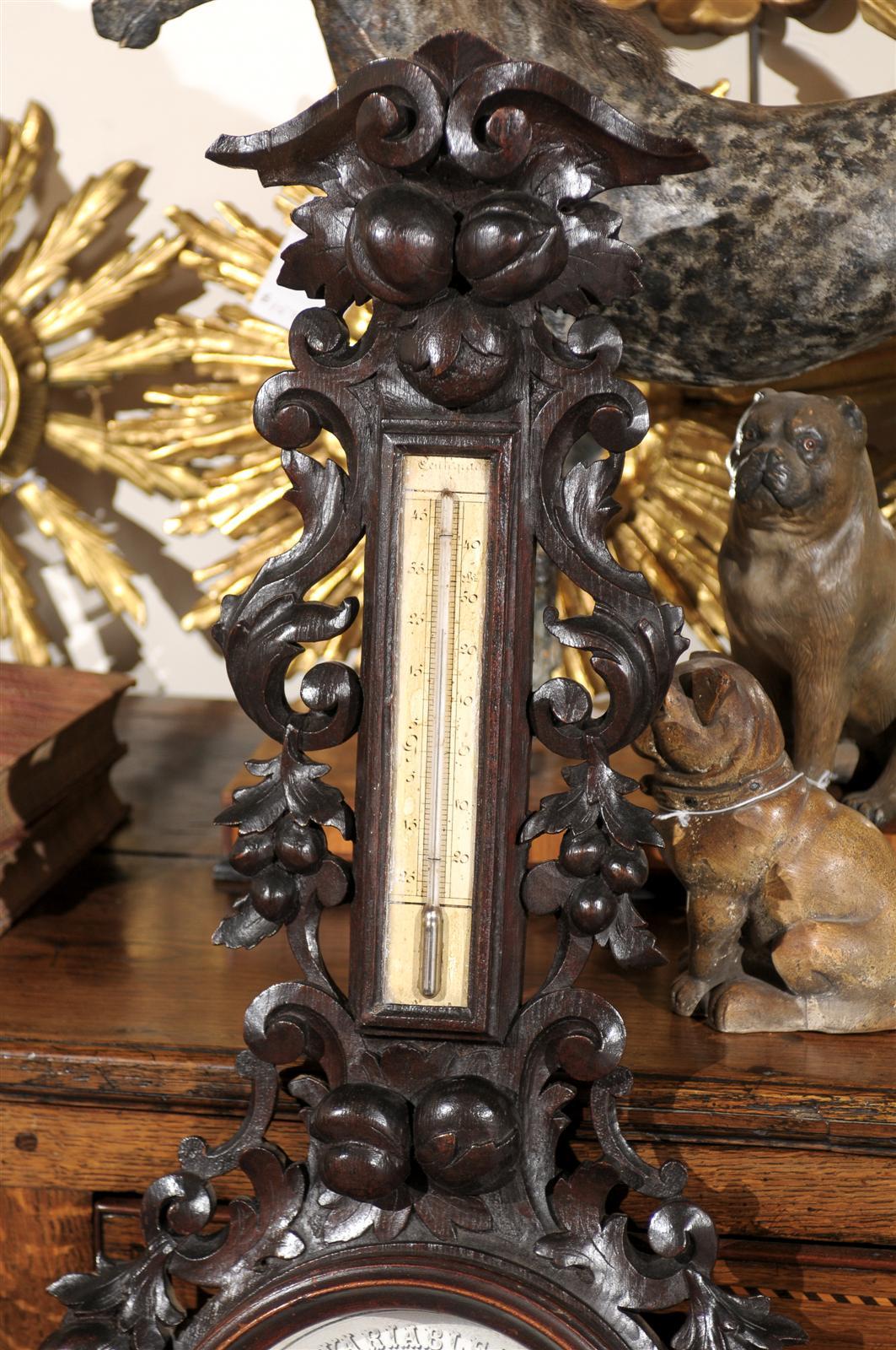French Black Forest Hand-Carved Barometer from the Turn of the Century 1