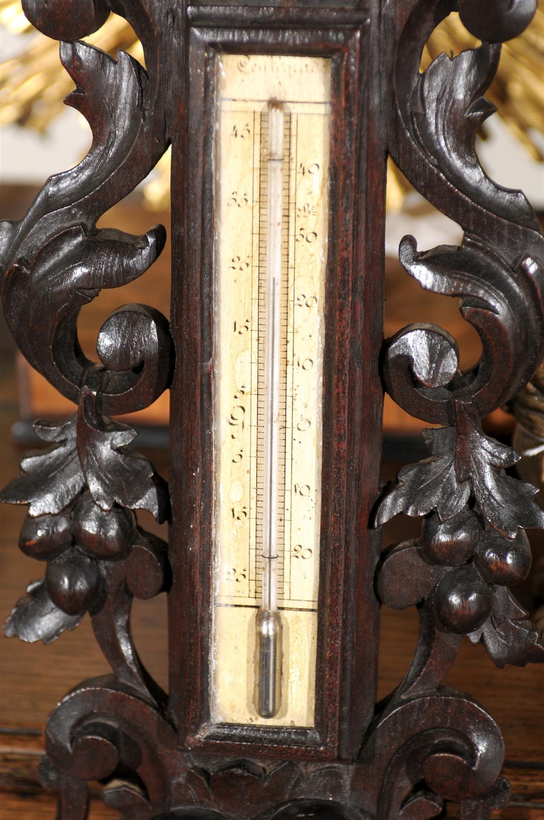 19th Century French Black Forest Hand-Carved Barometer from the Turn of the Century