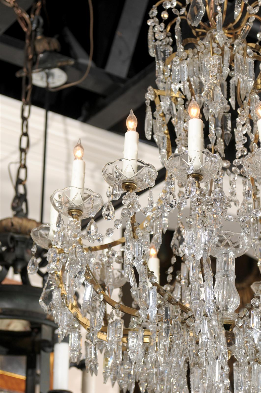 French Fifteen-Light Crystal Louis XV Style Chandelier from Early 20th Century 2