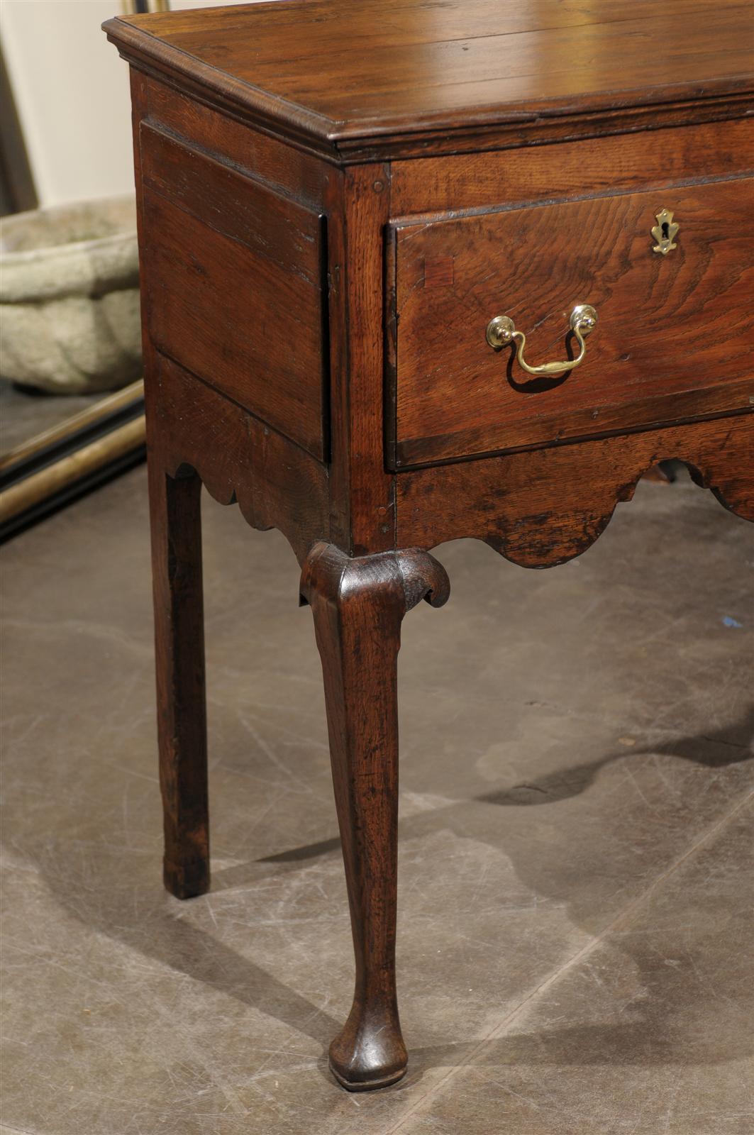 English Oak 19th Century Two-Drawer Dresser Base or Server with Cabriole Legs In Good Condition In Atlanta, GA