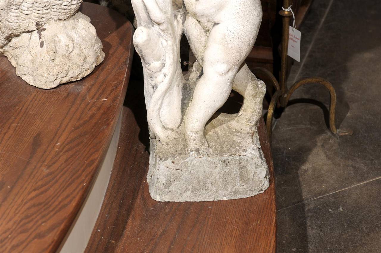 French Carved Stone Putti Sculpture with Grapes from the Mid 20th Century For Sale 5