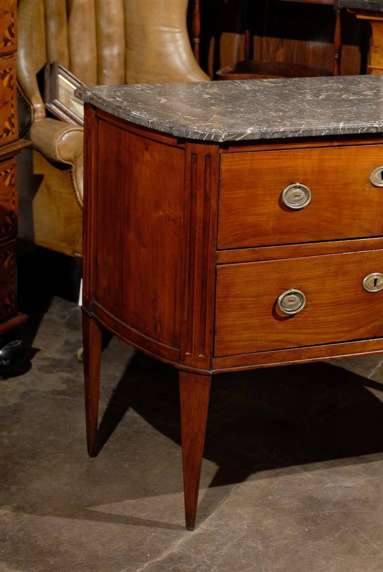 French Empire Style Mid-19th Century Two-Drawer Commode with Grey Marble Top 3