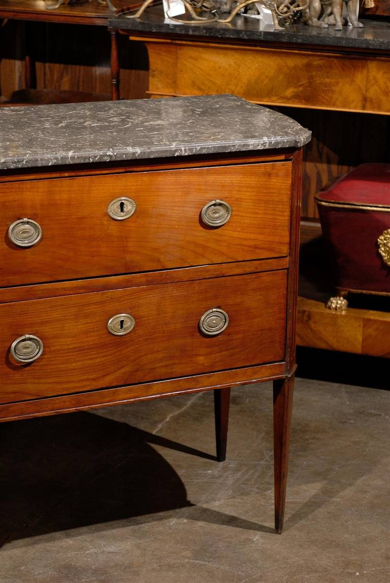 French Empire Style Mid-19th Century Two-Drawer Commode with Grey Marble Top 2