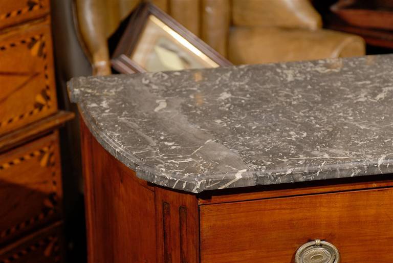 French Empire Style Mid-19th Century Two-Drawer Commode with Grey Marble Top 5